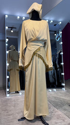 Wrap Abaya Set with Hijab – 3 Piece  Occasion / Casual | Silky Zoom Fabric - Beige