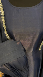 Slip Organza Farasha Abaya with Hijab – 2 Piece Navy Blue