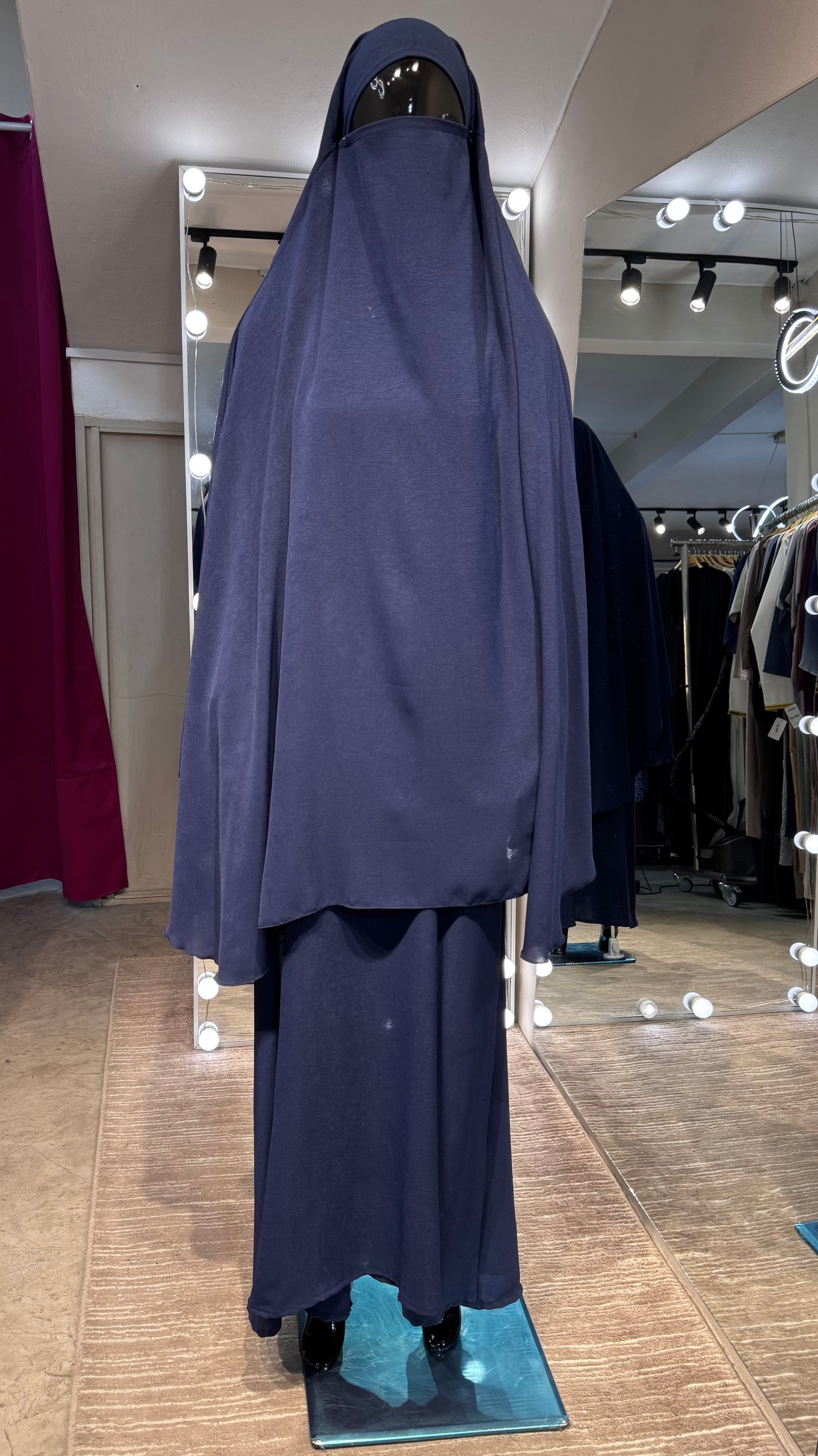 CY Crushed khimar Set-Navy Blue