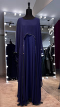 Farasha Wrap Abaya Set with Hijab - Navy Blue