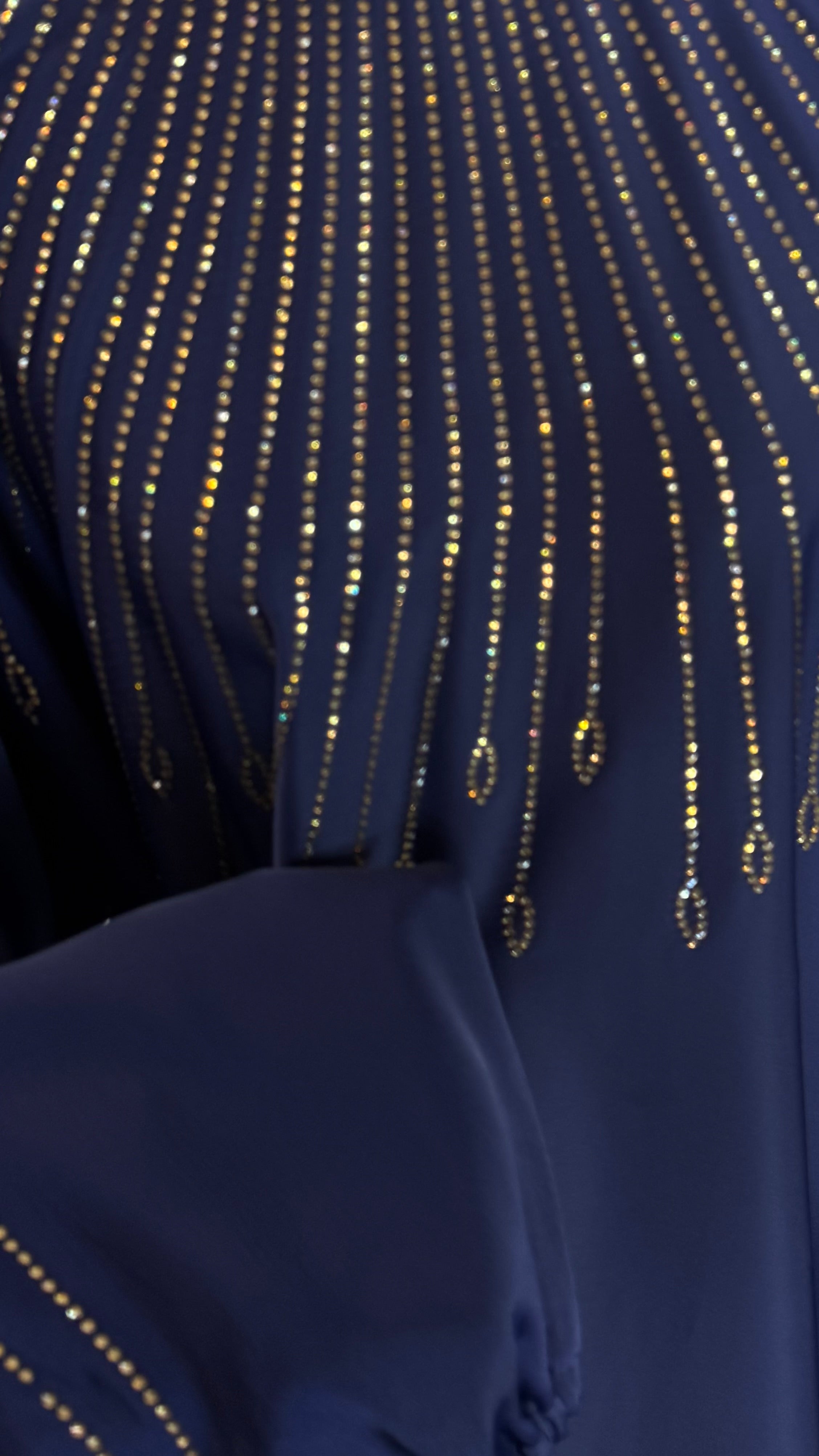One Side Farasha Abaya Set with Hijab – Navy Blue