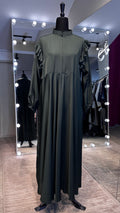 Turtle neck Umbrella Abaya- Dark Green