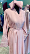 Baby Pink Nida Abaya with Kuffiyah Embroidered Sleeves