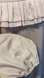 Straight Cut Abaya with front pleated chiffon- Dusty Pink
