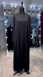 Cotton Dress with Line & Button Design- Black
