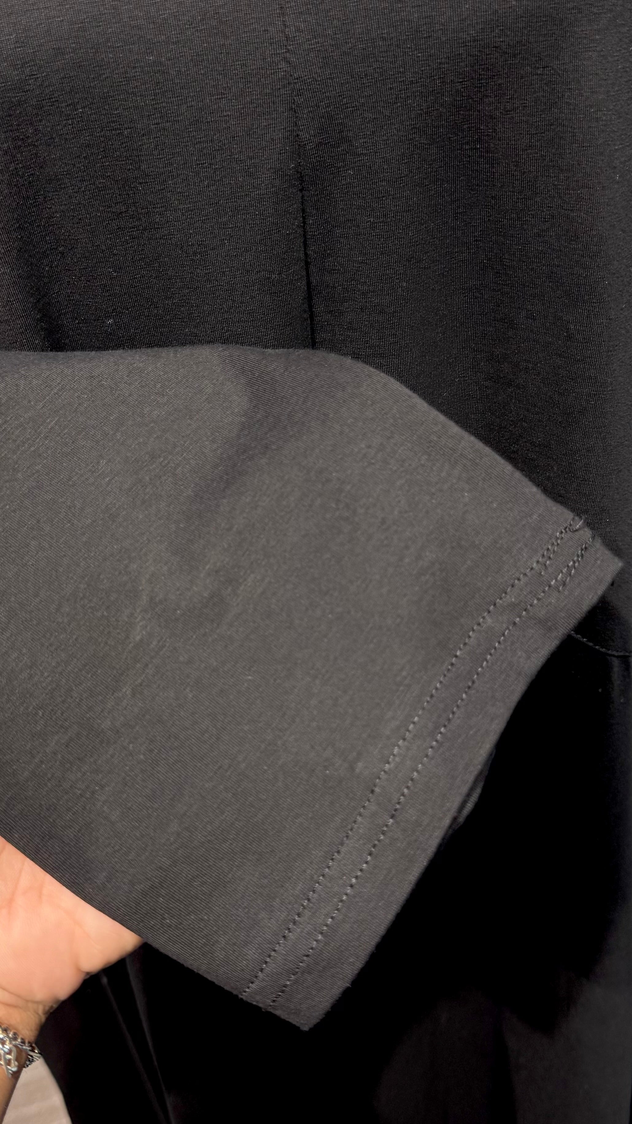 Cotton Dress with Line & Button Design- Black
