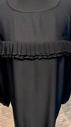 Straight Cut Abaya with front pleated chiffon- Black