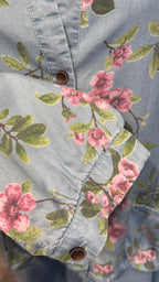 Denim 2-Piece Set –  Inner & Floral Blouse- light Blue