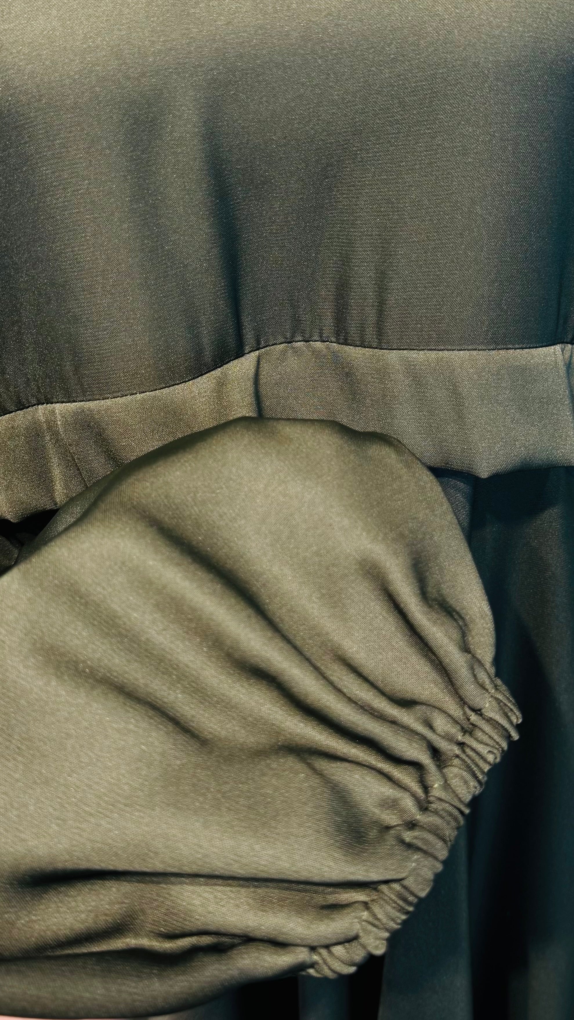 Zipper Umbrella Abaya- Army Green