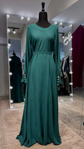 Umbrella Cut Abaya Button Sleeve- Green