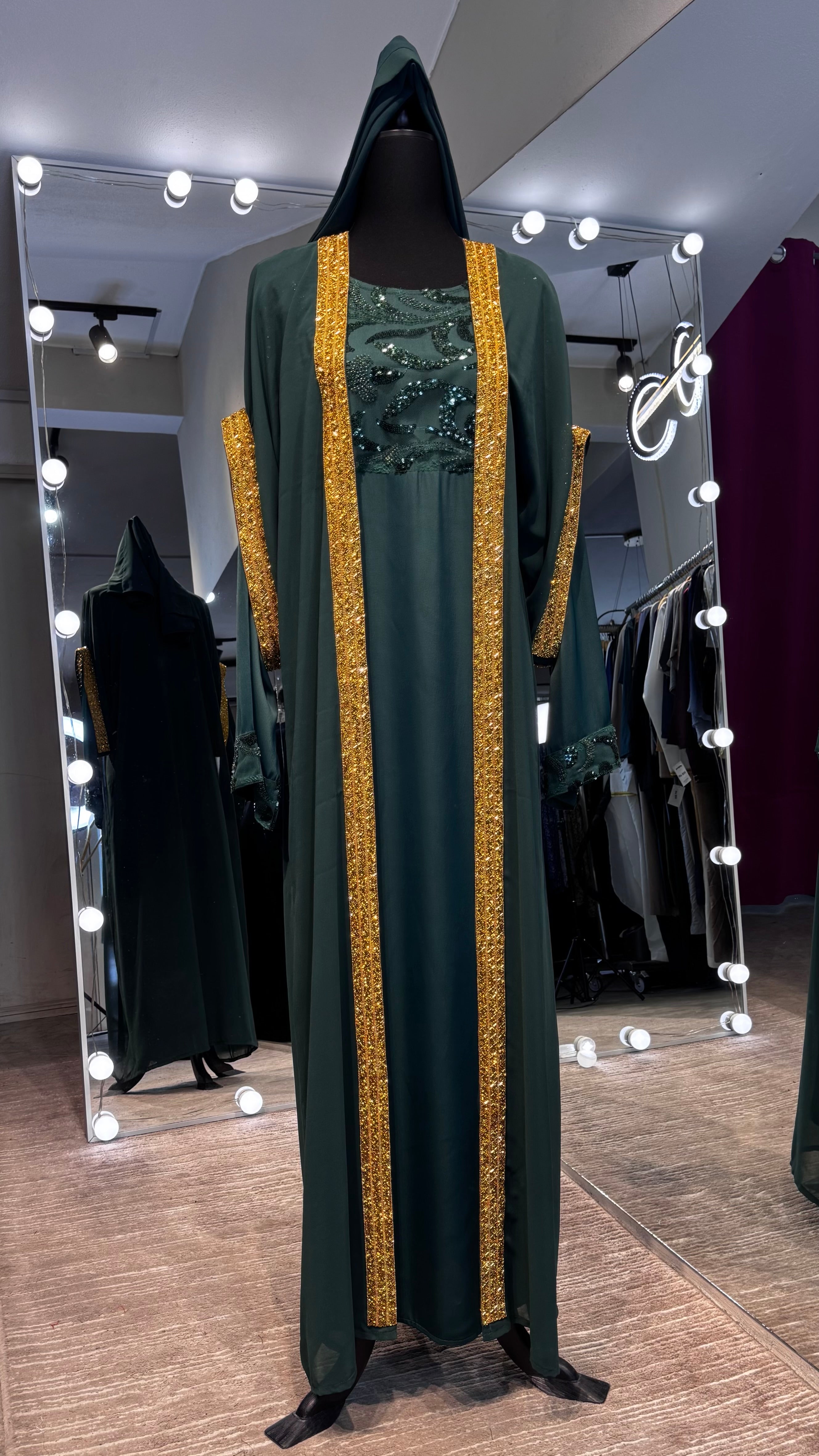 2 in 1 Abaya Set with Hijab – Green