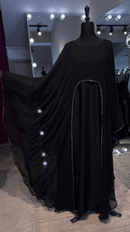 Farasha Wrap Abaya Set with Hijab -Black