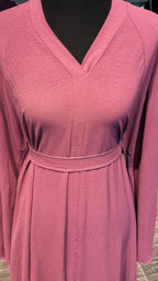 Umbrella Cut Abaya 3 pcs Set- Rose Mauve