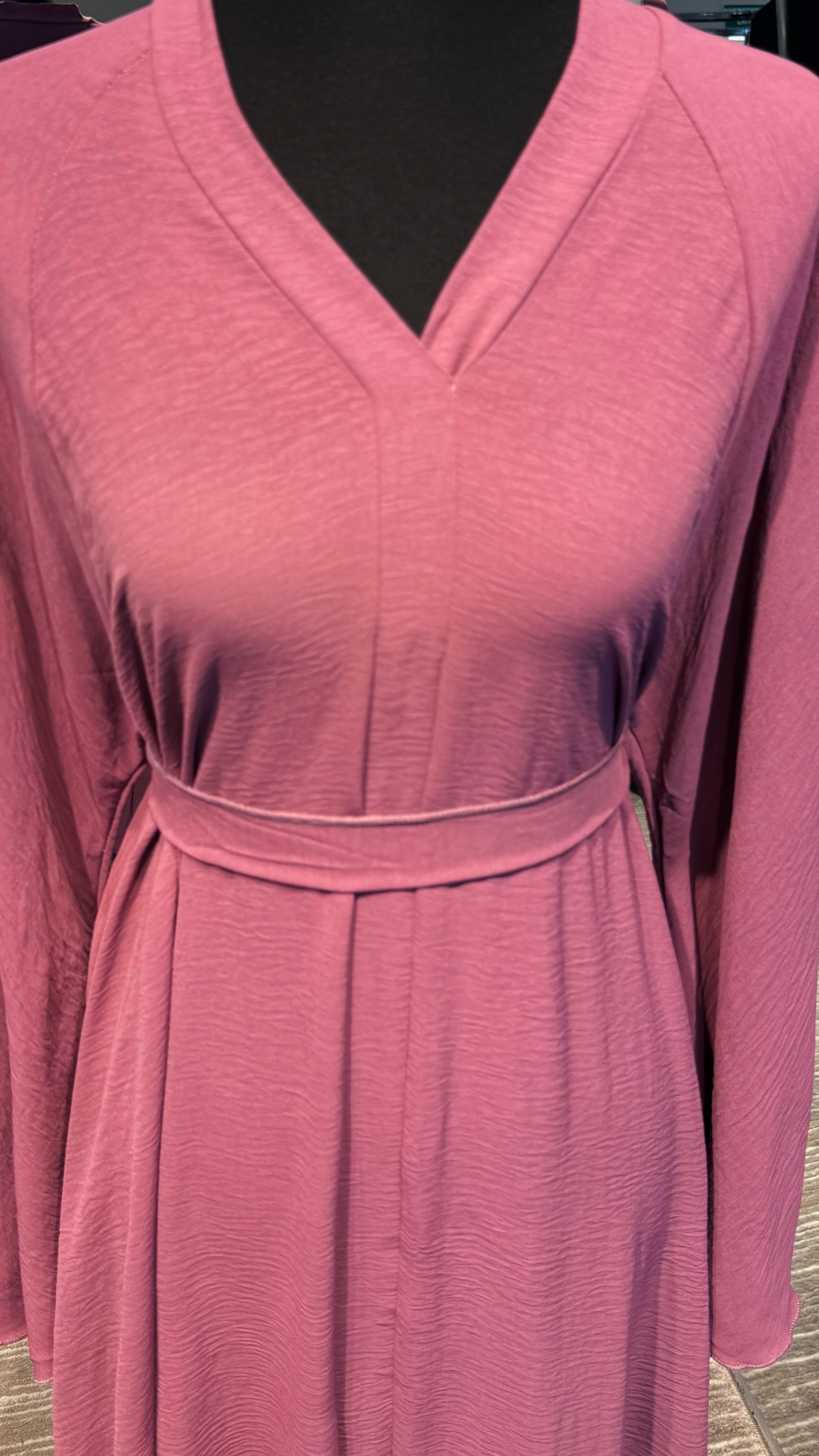 Umbrella Cut Abaya 3 pcs Set- Rose Mauve