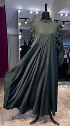 Turtle neck Umbrella Abaya- Dark Green