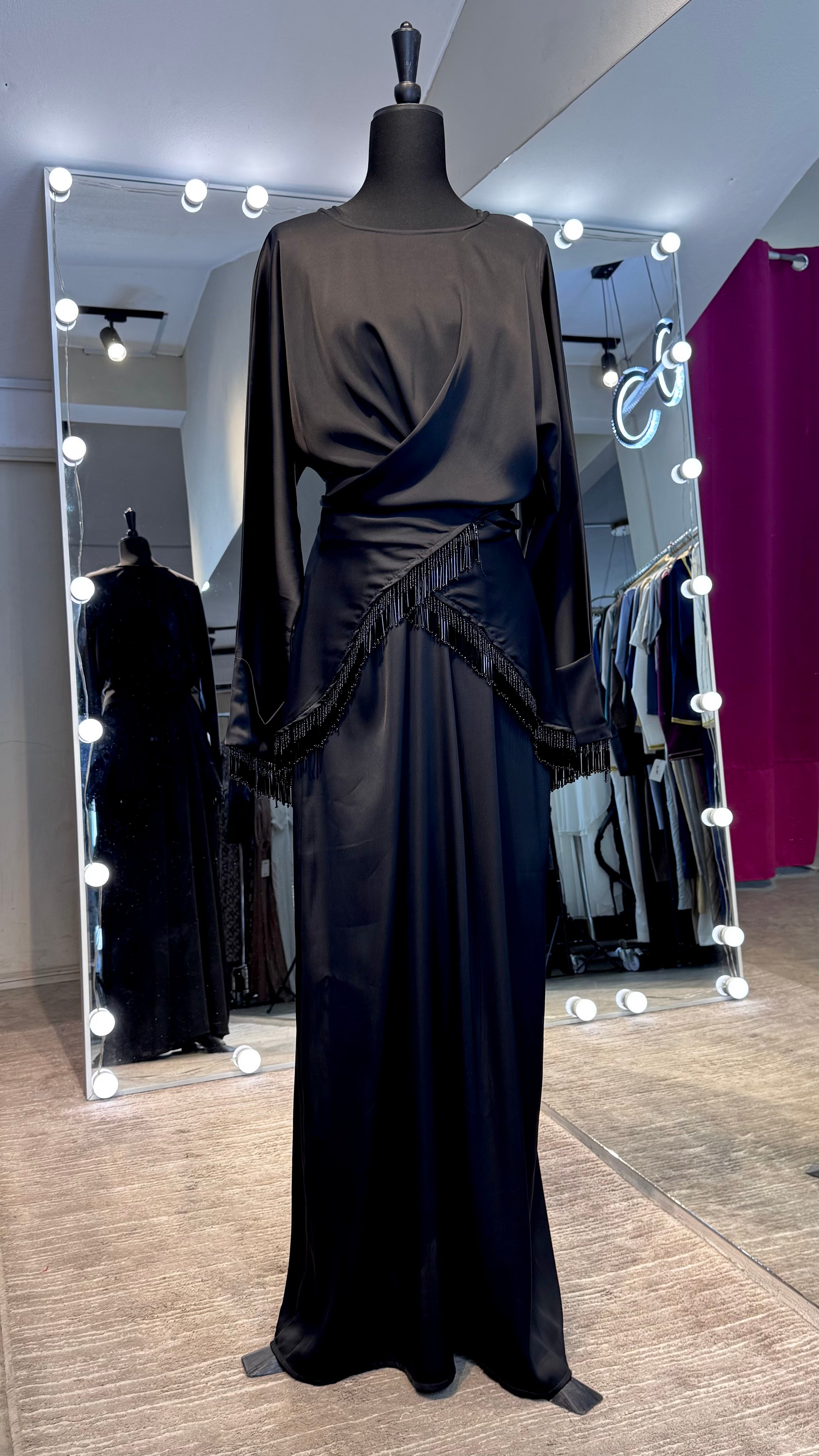 Wrap Abaya Set with Hijab – 3 Piece Modest Outfit for Women | Silky Zoom Fabric - Black