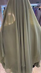2-layers chiffon khimar Set-Light Green