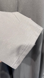 Cotton Dress with Line & Button Design-Light Gray