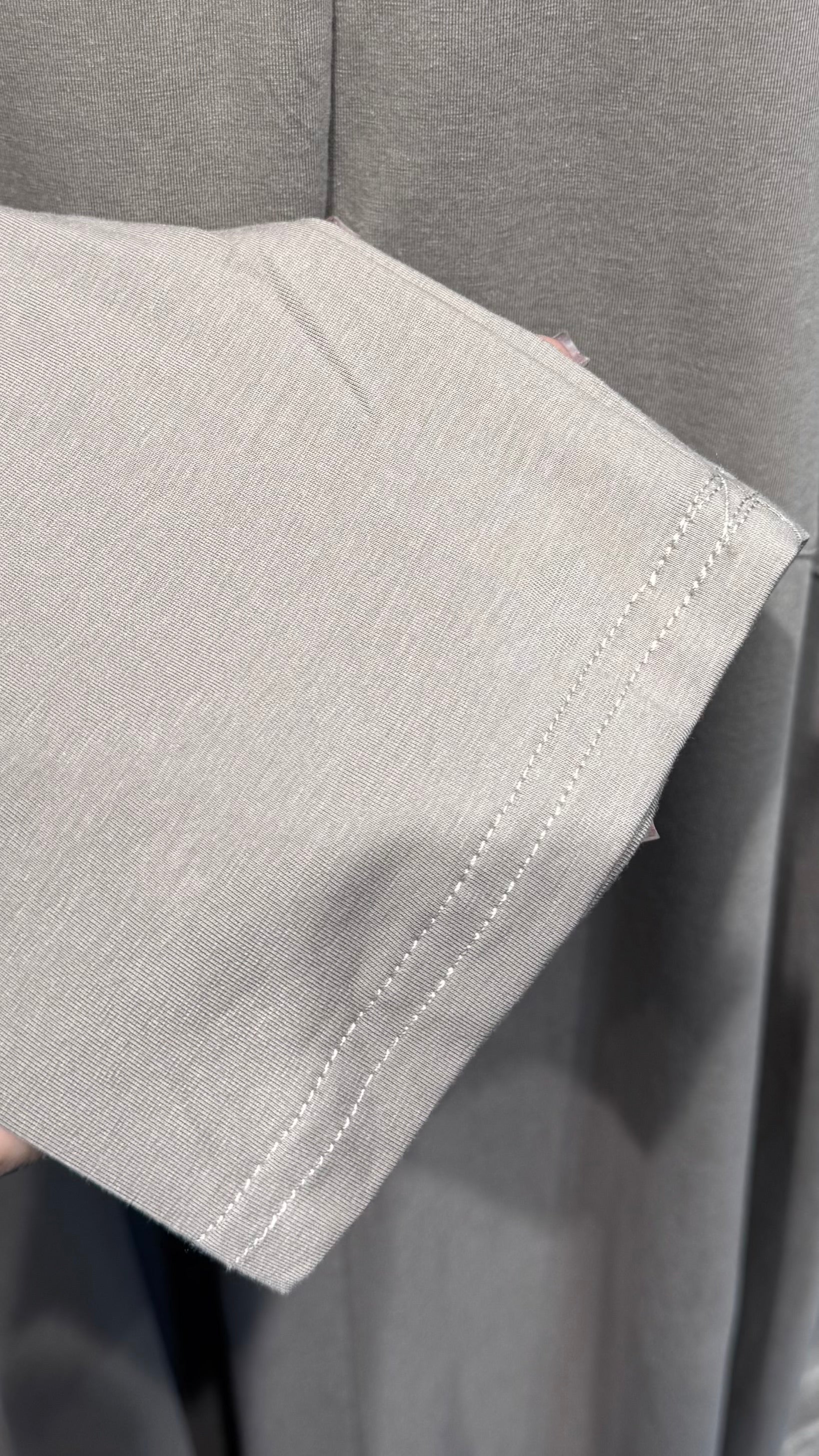 Cotton Dress with Line & Button Design-Light Gray