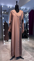 Wrap Envelope Abaya Robe- Nude Brown