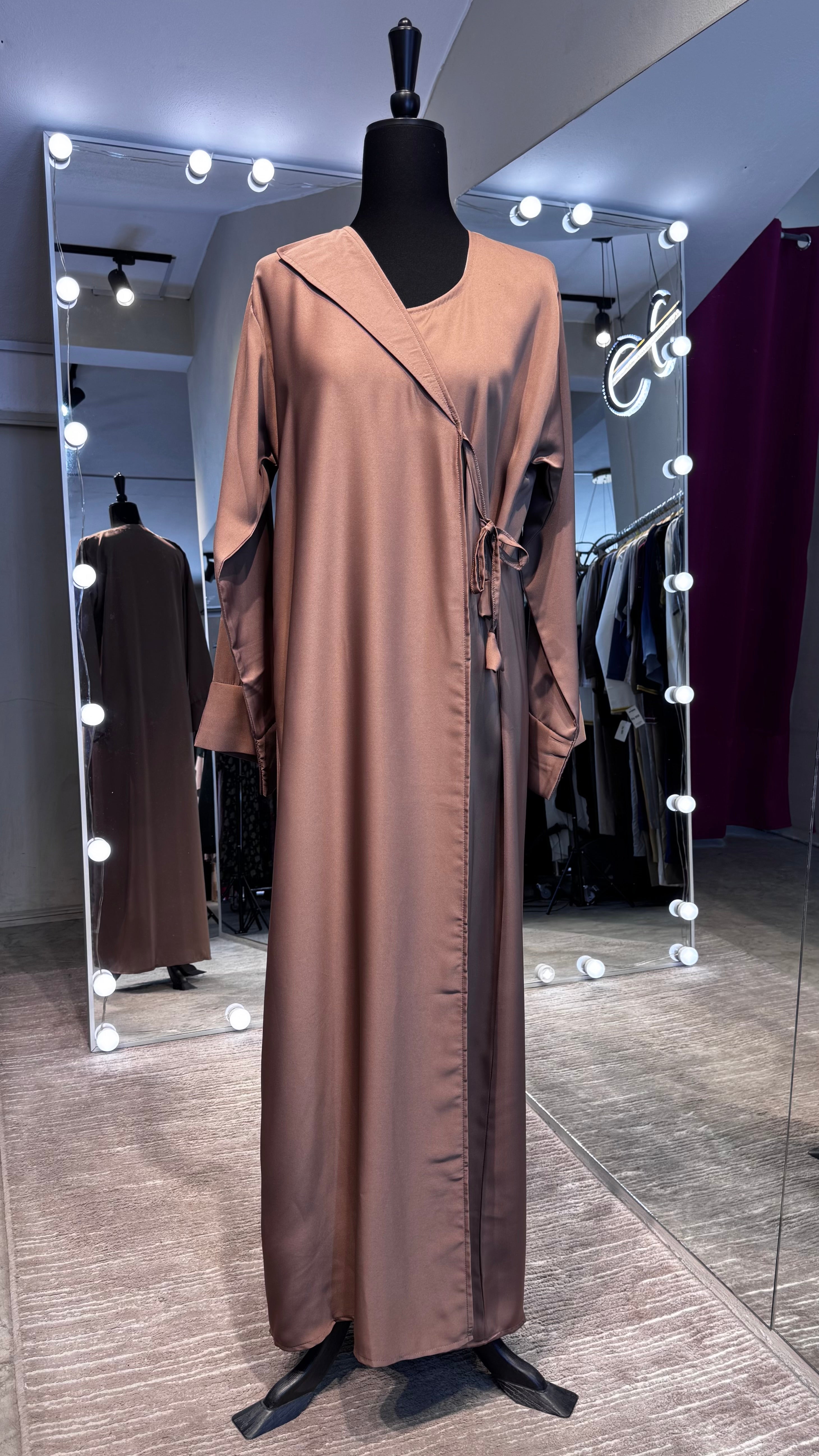 Wrap Envelope Abaya Robe- Nude Brown