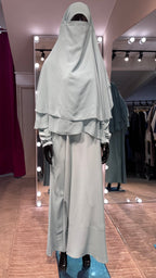2-layers chiffon khimar Set- Mint Green