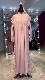 Turtle neck Umbrella Abaya- Baby pink