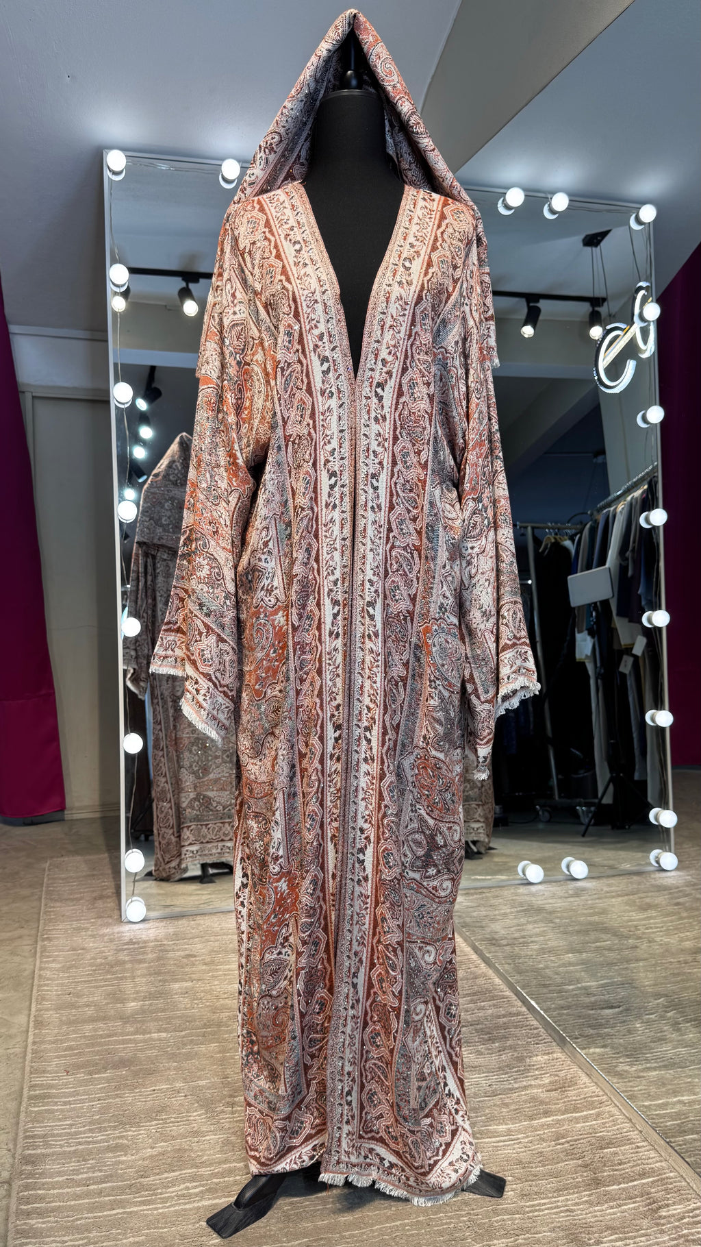 Pashmina Robe with Hijab – 2 Piece- Rust