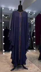Farasha Pleated Sleeve 3 Pcs Set- Navy Blue