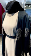 Black Embroidered Robe Abaya with Taupe Inner