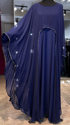 Farasha Wrap Abaya Set with Hijab - Navy Blue