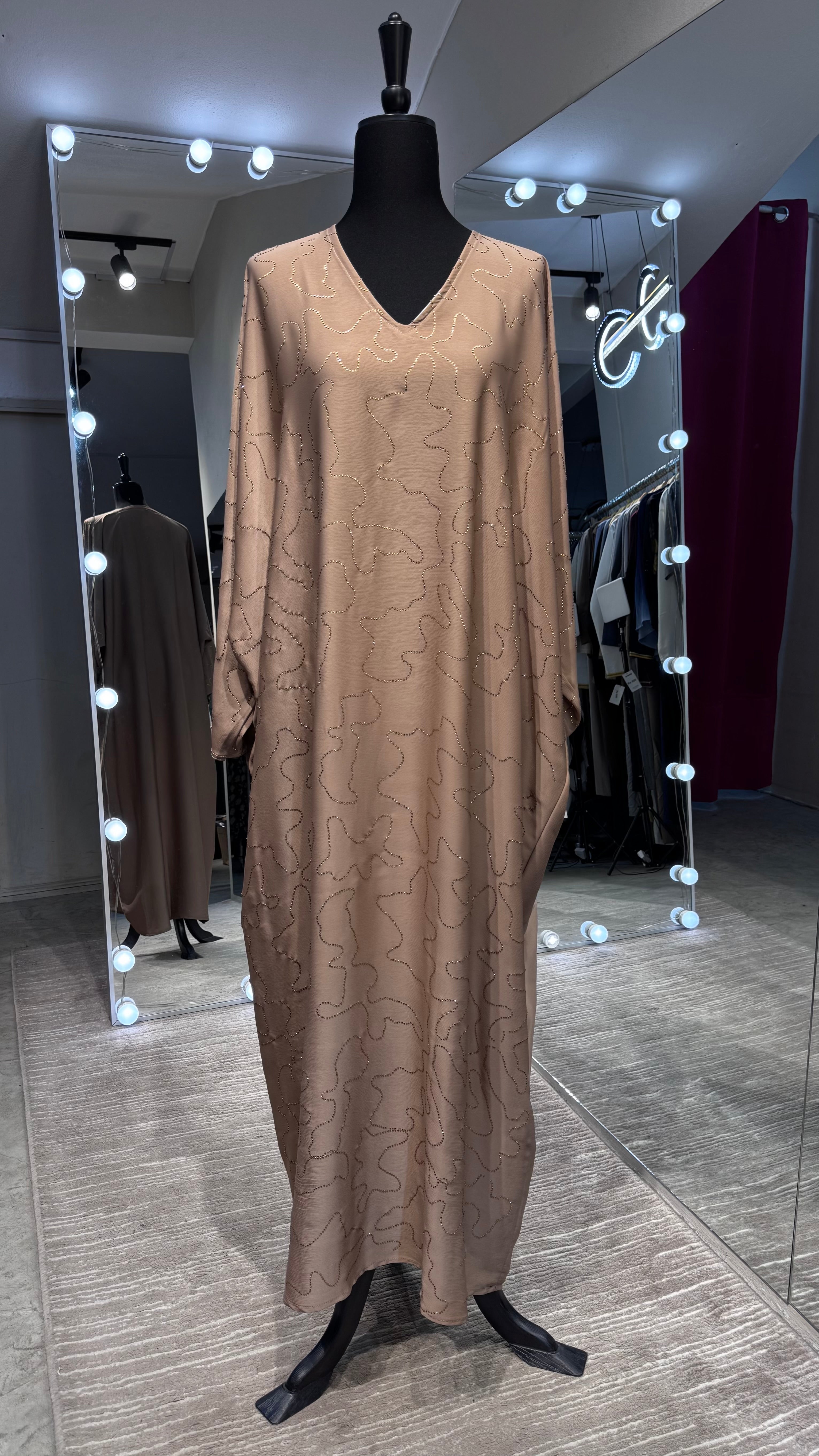 Full front stone Farasha 2pcs set-Taupe Brown