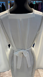3 Piece Slit Abaya Set- White