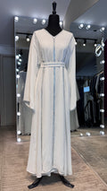 3 Piece Slit Abaya Set- White