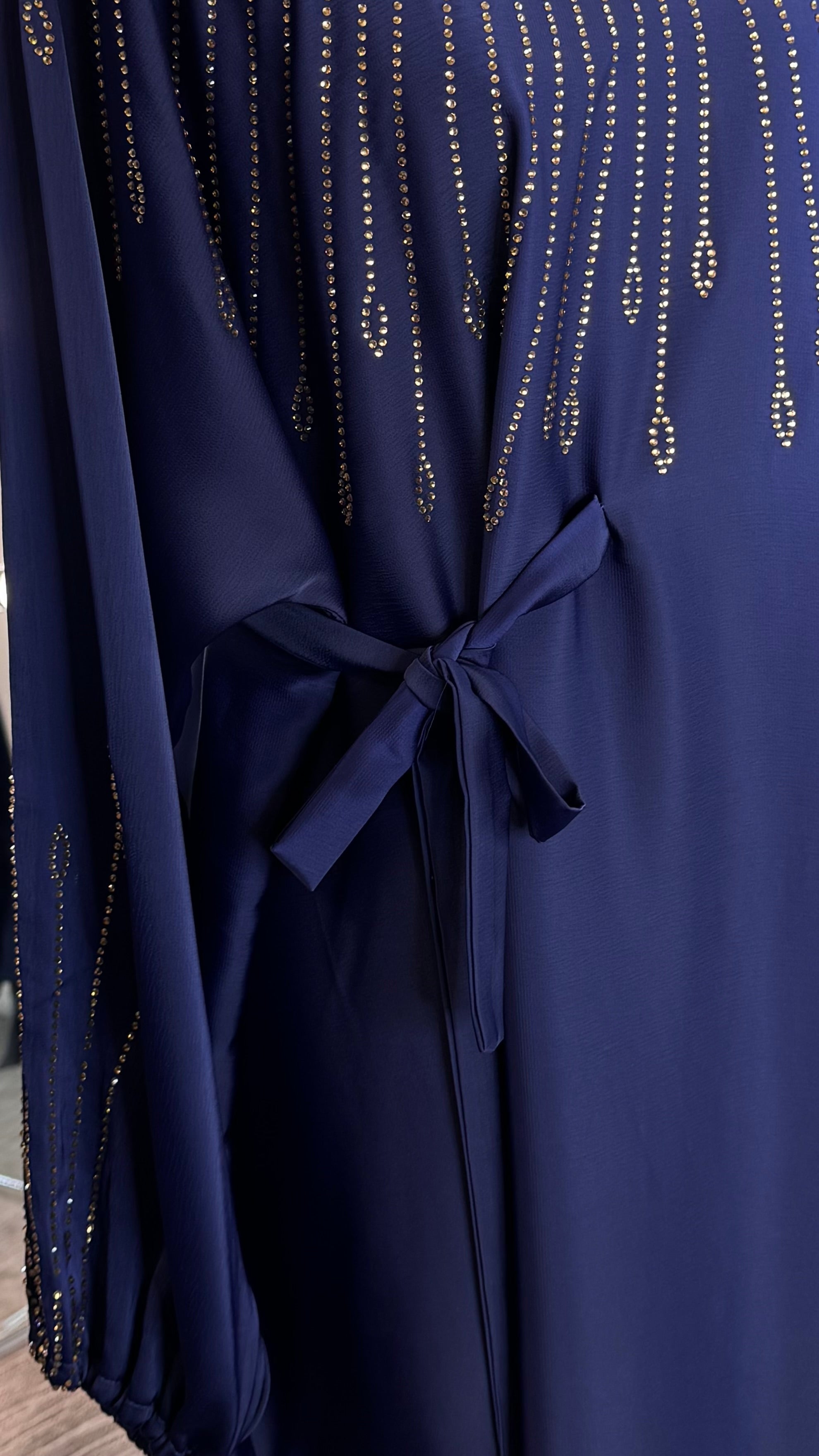 One Side Farasha Abaya Set with Hijab – Navy Blue
