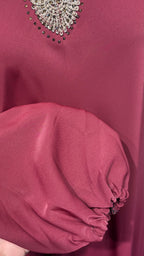 Umbrella Cut Abaya Flower patch- Maroon