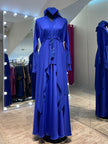 Royal Blue A-Line Premium Nida & Chiffon combination Abaya Dress