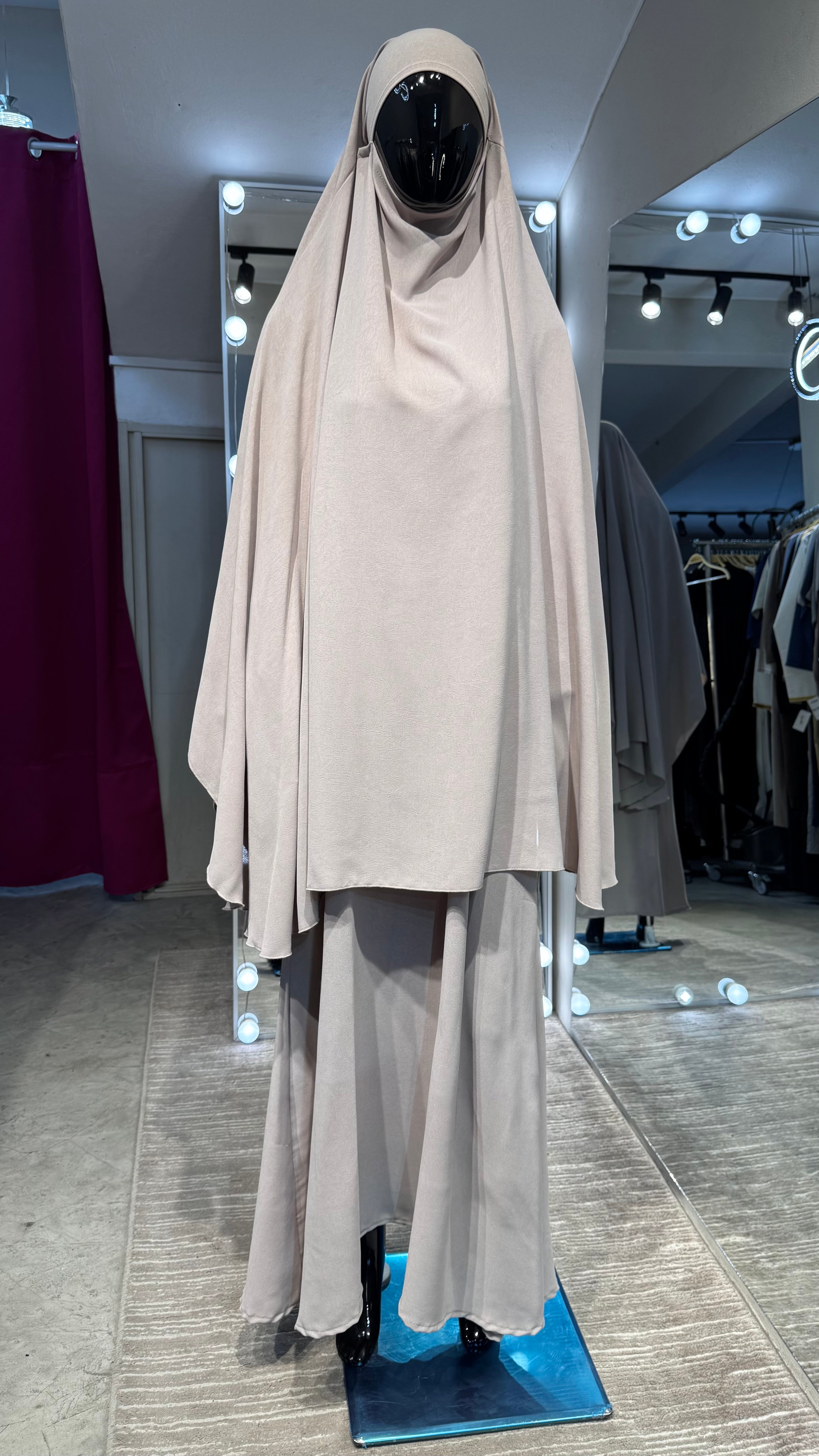 CY Crushed khimar Set-Cream