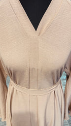 Umbrella Cut Abaya 3 pcs Set- Nude