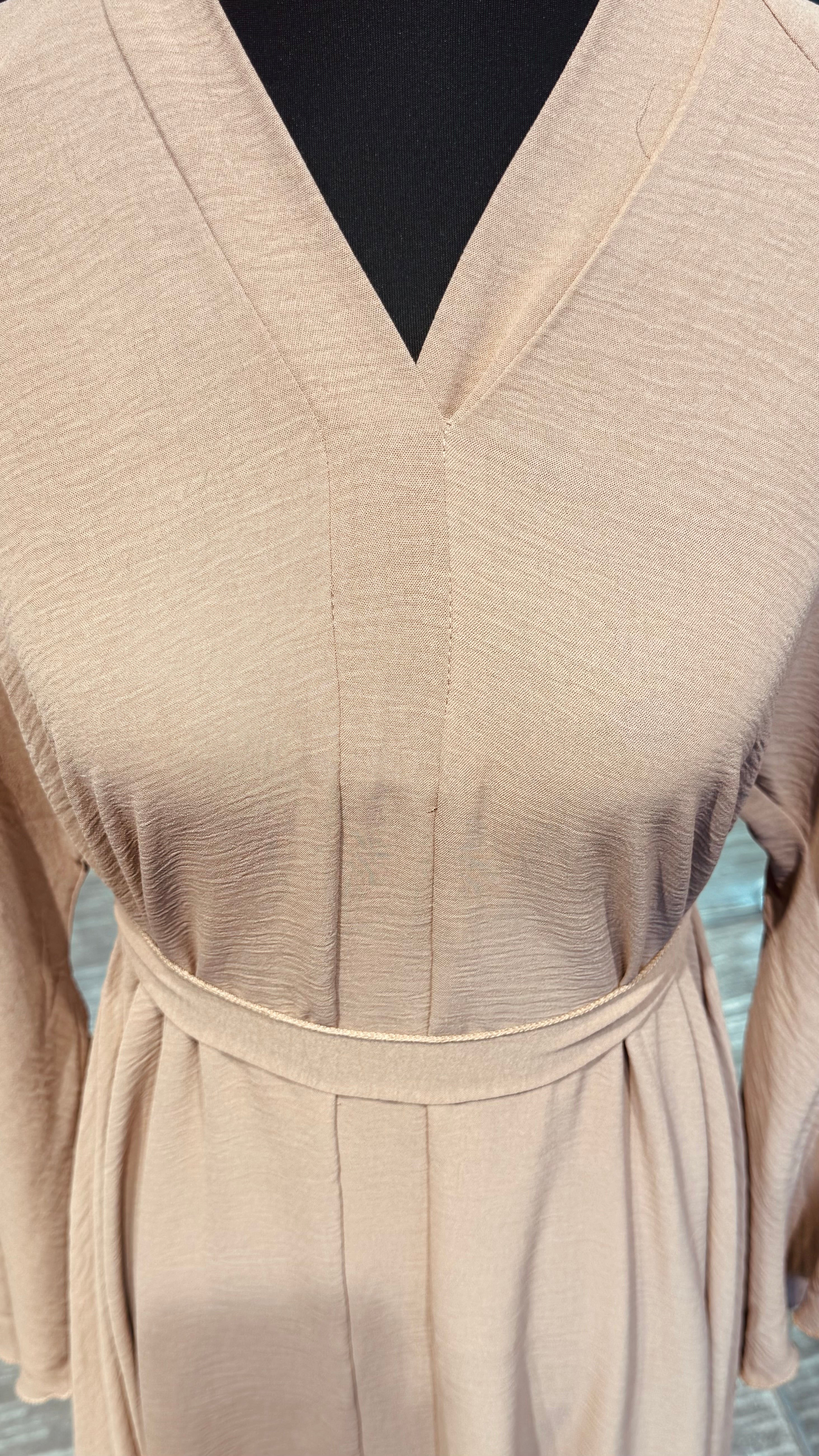 Umbrella Cut Abaya 3 pcs Set- Nude