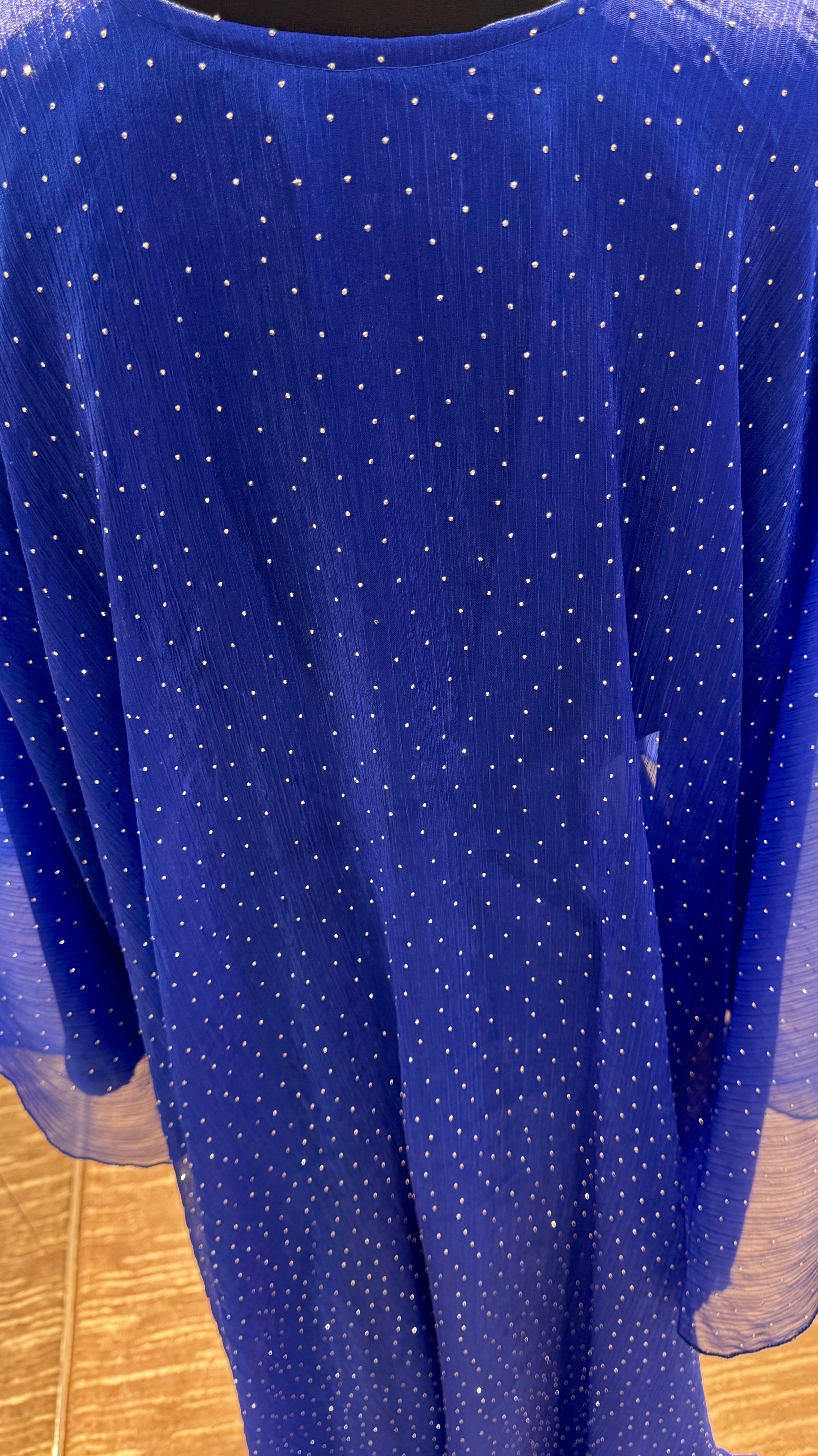 Cape Style Abaya Set with Hijab – Nida & Organza- Royal Blue