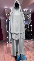 Long chiffon khimar Set- Mint Green