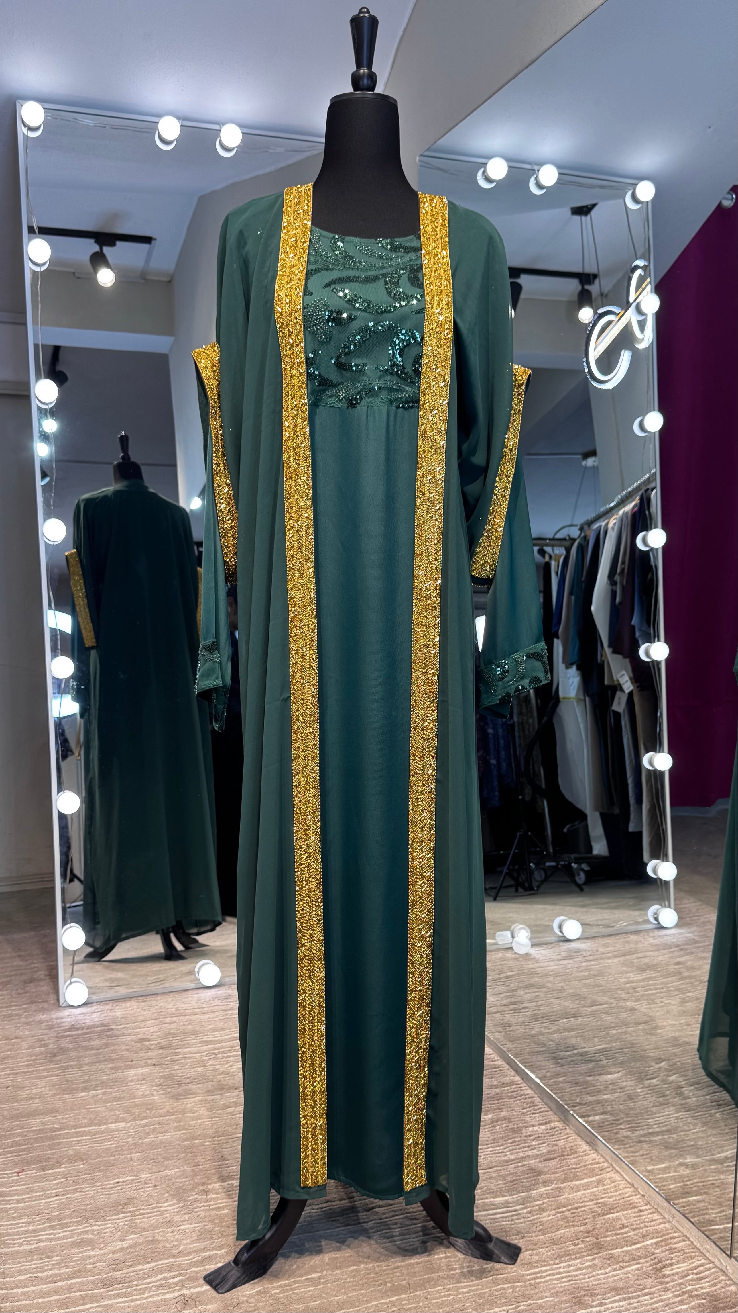 2 in 1 Abaya Set with Hijab – Green