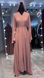 Umbrella Cut Abaya 3 pcs Set- Nude