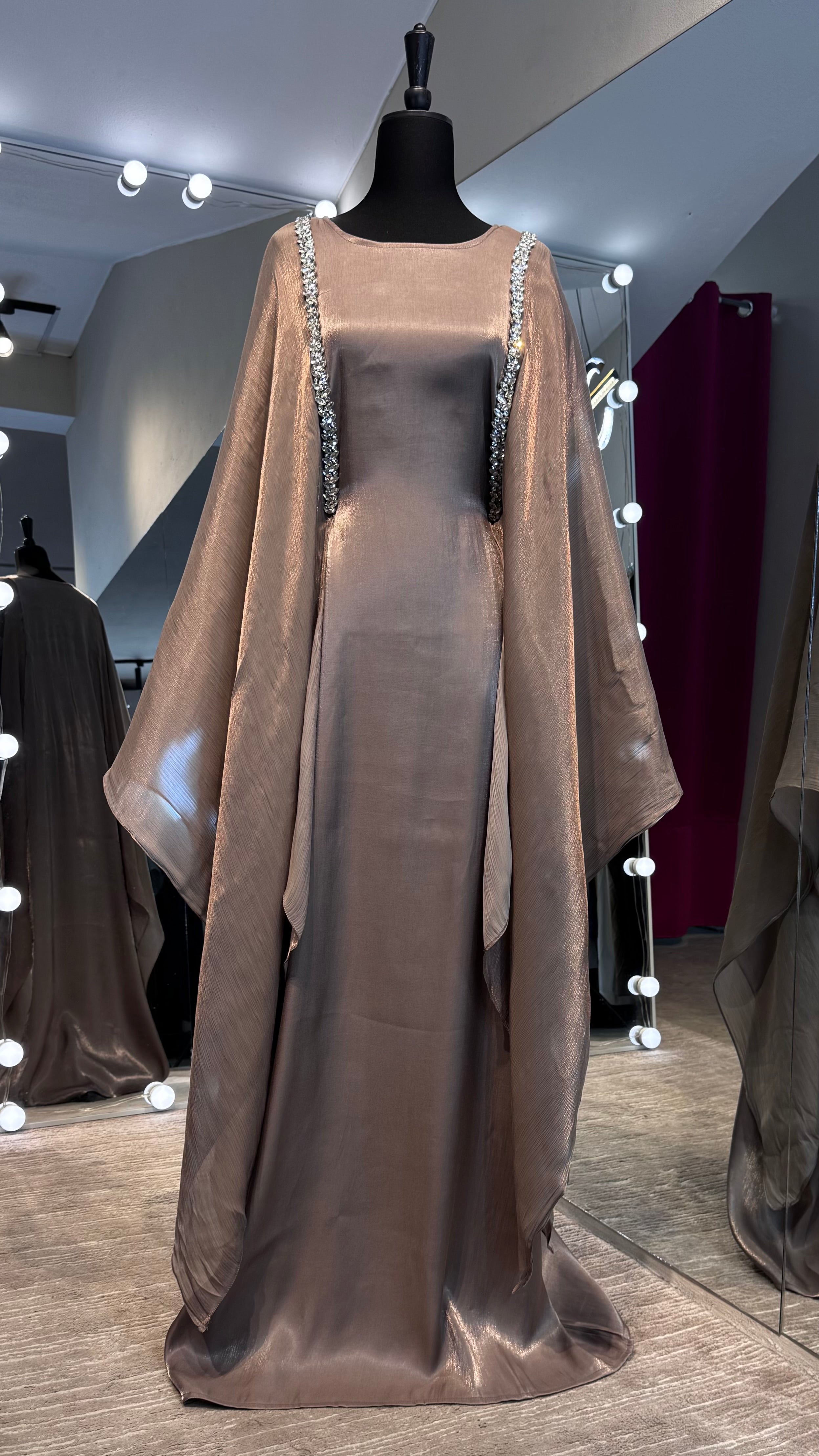Slip Organza Farasha with Hijab – 2 Piece Taupe