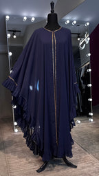 Farasha Pleated Sleeve 3 Pcs Set- Navy Blue
