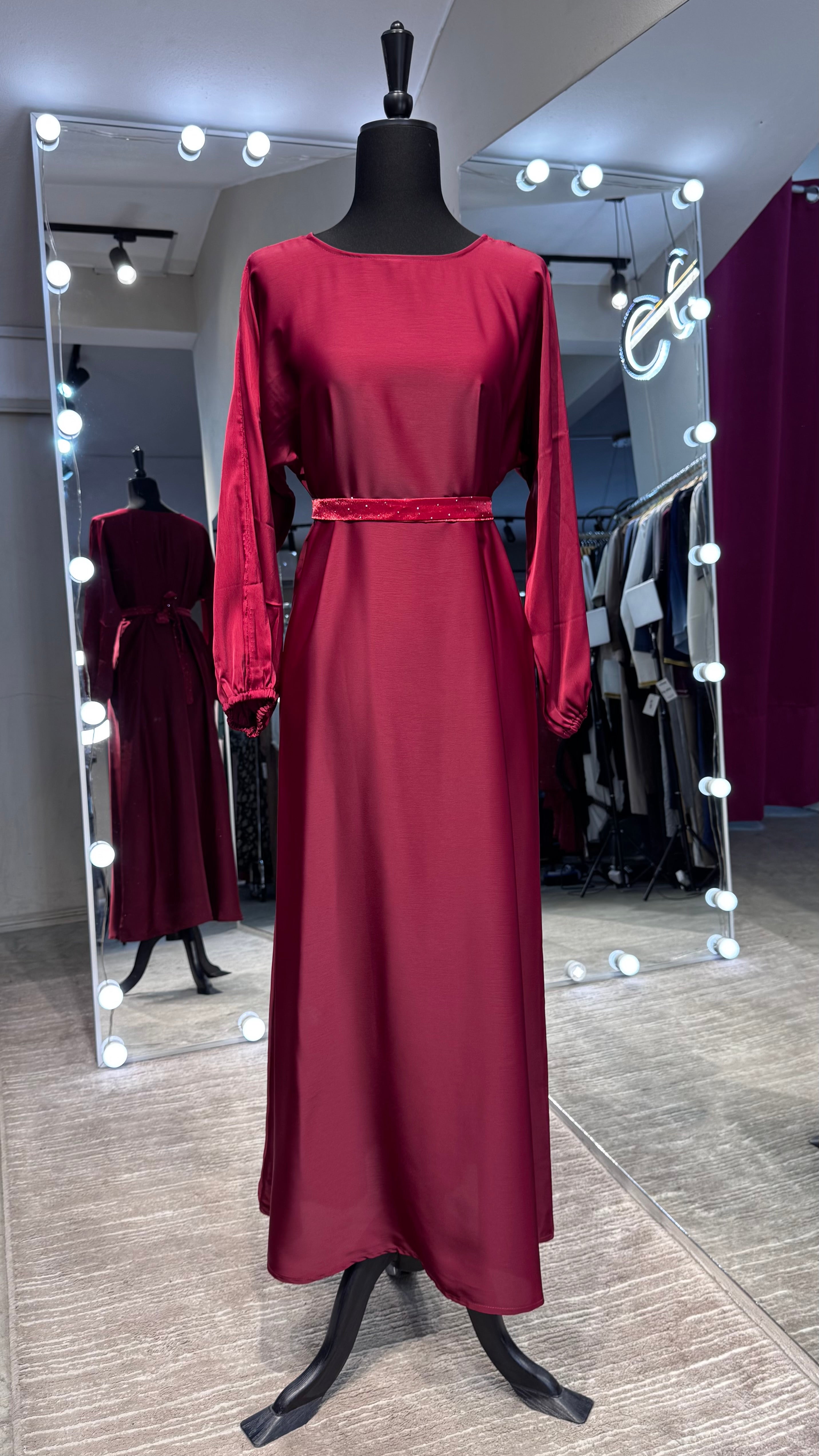 Full Stone Umbrella Cut Robe 4pcs set- Maroon