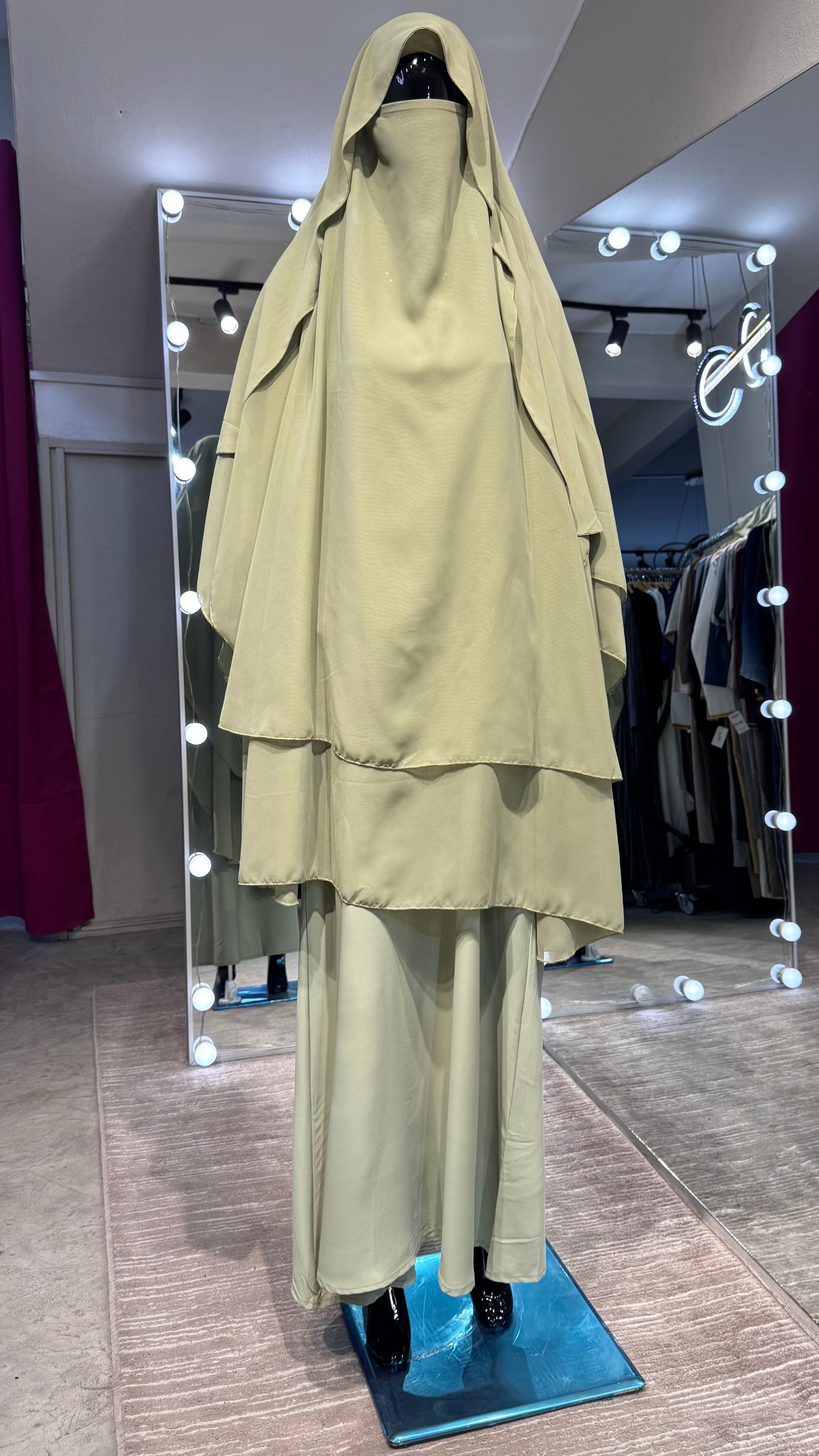 Long chiffon khimar Set-Light Green