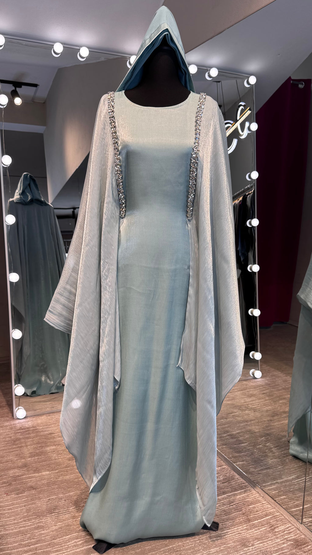 Slip Organza Farasha with Hijab – 2 Piece Sky Blue