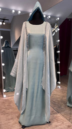 Slip Organza Farasha Abaya with Hijab – 2 Piece Sky Blue